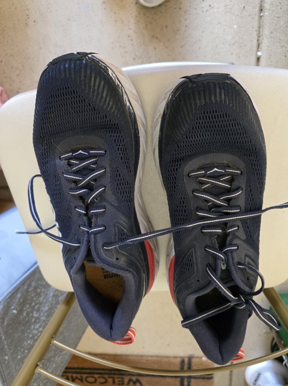 Hoka Women's Navy Sneakers with Red Accent